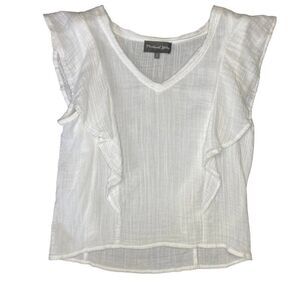 ✨ MICHAEL STARS ✨ Double Gauze Flutter Cotton Top - [Medium, White]